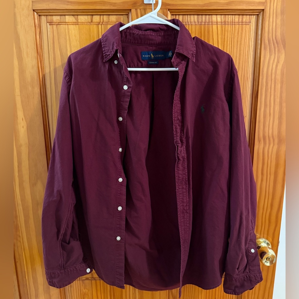 Ralph Lauren classic fit shirt in burgundy